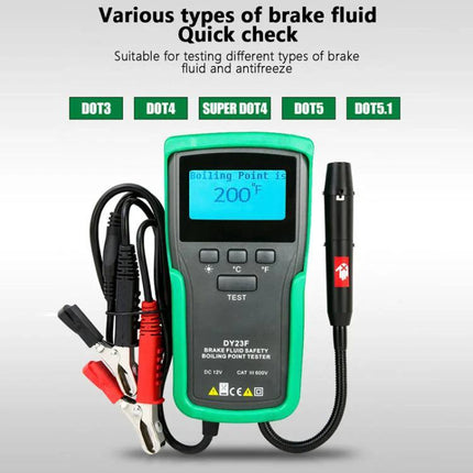 Duoyi Brake Fluid Testing Device for Everyday Car Maintenance - handheld brake fluid boiling point tester showing 200°F