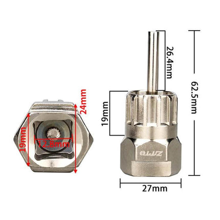 Flywheel Installation and Removal Sleeve Set for Road and Mountain Bikes 2 Pack - steel two-piece tool with dimensions 62.5mm x 27mm, center guide bar