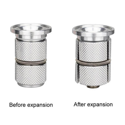 Mountain Road Bicycle Fork Expansion Core Screws 2 Pack - two silver expansion cores shown before and after expansion for 1" to 1 1/8" forks