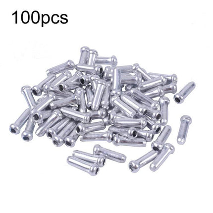 ZTTO Aluminum Bicycle Brake Shifter Bobbin Caps 100 Pack - silver aluminum cable end caps for road and mountain bike brake/shift cables