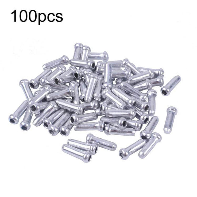 ZTTO Aluminum Bicycle Brake Shifter Bobbin Caps 100 Pack - silver aluminum cable end caps for road and mountain bike brake/shift cables