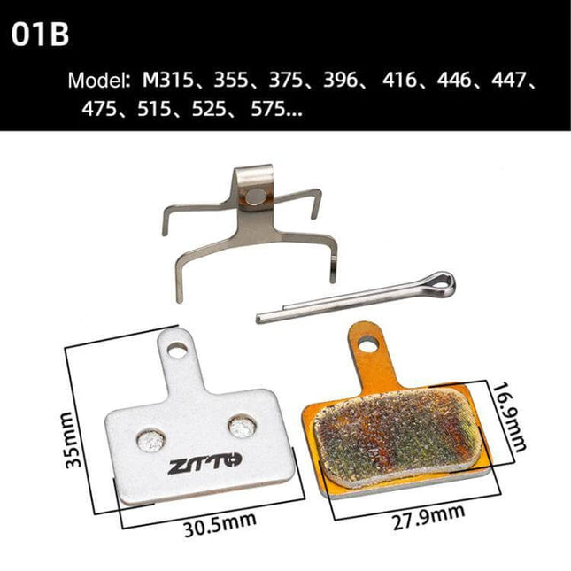 Metal Sintered Disc Brake Linings For Mountain Bikes - sintered brake pads set with spring pin and measurements 35x30.5x16.9mm for MTB models