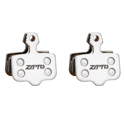 Metal Sintered Disc Brake Linings For Mountain Bikes - pair of silver sintered brake pads with copper-based compound for durable MTB stopping power