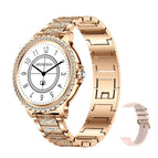 Gold Rough Steel Strap+Pink Silicone Strap
