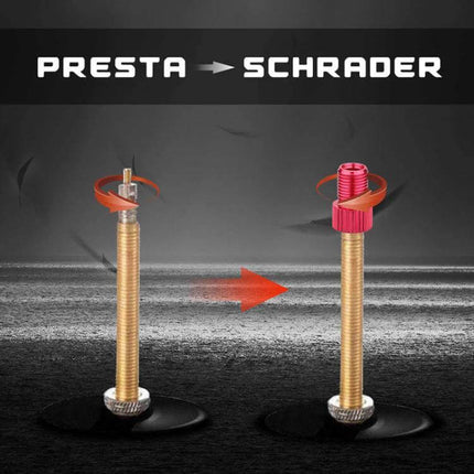 ZTTO Presta to Schrader Valve Converter Kit for Mountain Bikes compact aluminum alloy adapter with rubber O-ring for shared pumps