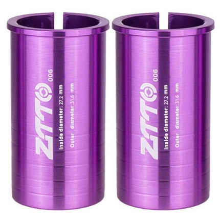 Bicycle Seat Post Conversion Sleeve Reducer For Multiple Diameters purple aluminum alloy pair