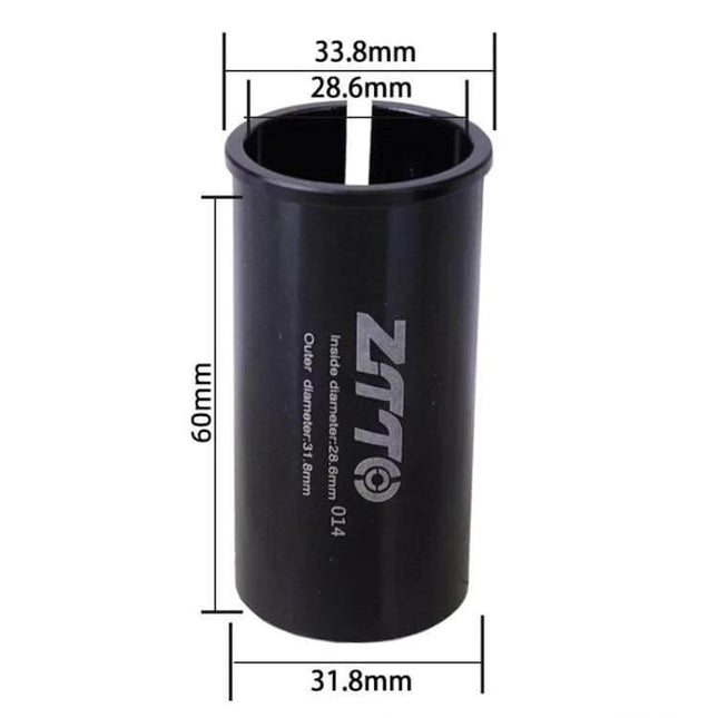 Bicycle Seat Post Conversion Sleeve Reducer Cover For Various Diameters 60mm black aluminum alloy sleeve with 28.6–31.8mm inner diameters