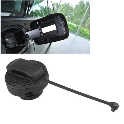 Fuel Tank Cap Replacement for Audi, ABS Plastic, Durable - black OEM-style fuel filler cap with tether, part 1J0201550A3