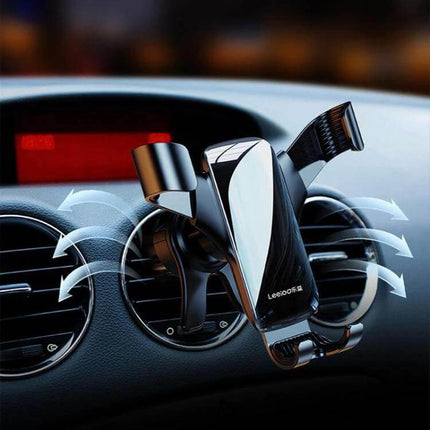 Leeioo Gravity Linkage Car Air Outlet Phone Holder metal car vent mount holding smartphone for navigation and hands-free calling