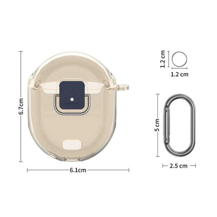 Protective Cover for Google Pixel Buds Pro 2 in Daily Activities clear silicone case with carabiner and dimensions