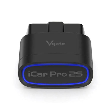 Vgate Tool for Everyday Car Maintenance and Monitoring - Bluetooth OBD2 adapter iCar Pro 2S showing front LED and Vgate logo
