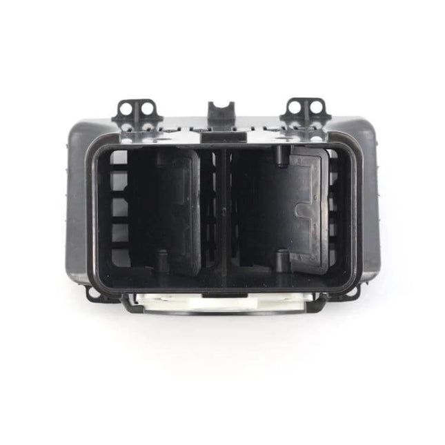 VW Golf Saddle Air Conditioning Vent Dual Hole Replacement front view showing dual rectangular vents and mounting tabs, black plastic replacement part