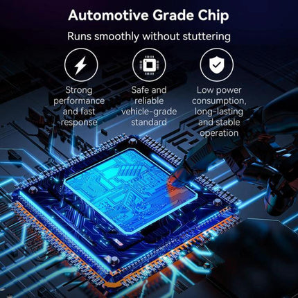 Wired CarPlay and Android to Wireless Box for Cars showing automotive grade chip and PCB highlighting Bluetooth 5.2 and Wi‑Fi performance