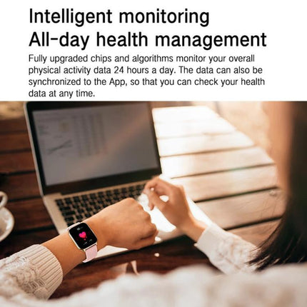 A Daily Companion Smart Watch for Health and Fitness Tracking on wrist showing heart rate notification while user works at laptop
