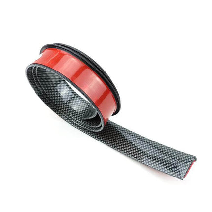 Self-Adhesive Protective Trim for Car Wheel Arches and Door Edges - carbon fiber look PVC strip with red adhesive backing
