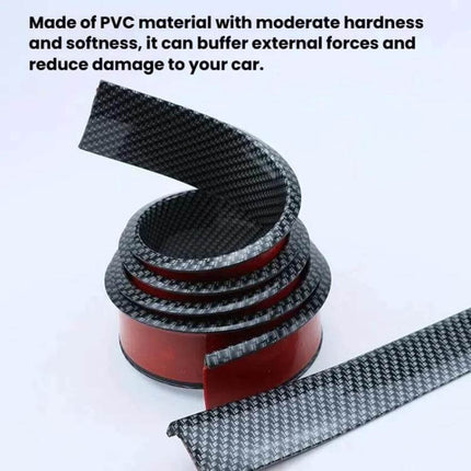 Self-Adhesive Protective Trim for Car Wheel Arches and Door Edges — carbon fiber PVC strip with red adhesive backing