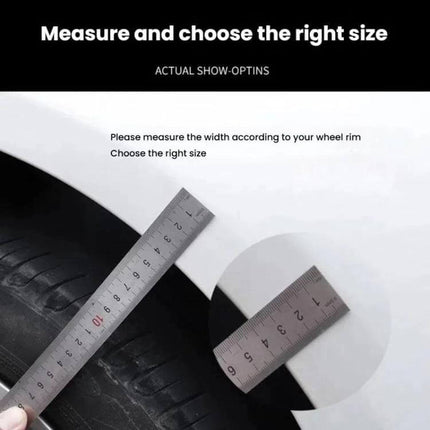 Self-Adhesive Protective Trim for Car Wheel Arches and Door Edges measuring wheel arch width with ruler to choose right size