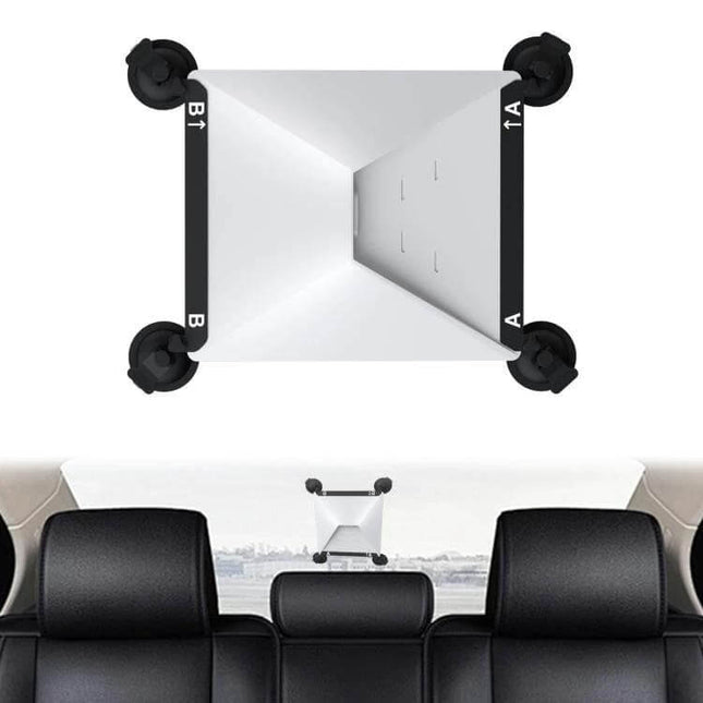 Starlink Mini Car Metal Suction Cup Holder For Stable Satellite Signal On The Go mounted on rear car window showing secure four-cup installation