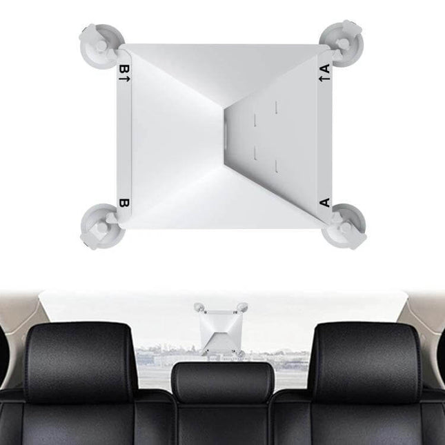 Starlink Mini Car Metal Suction Cup Holder For Stable Satellite Signal On The Go mounted on rear windshield for steady in-vehicle satellite reception