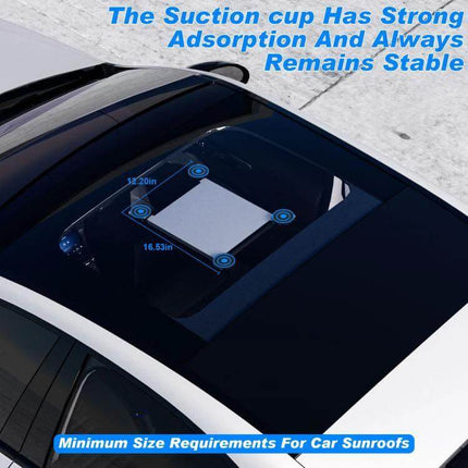 Starlink Mini Car Metal Suction Cup Holder For Stable Satellite Signal On The Go mounted on car sunroof showing suction points and dimensions