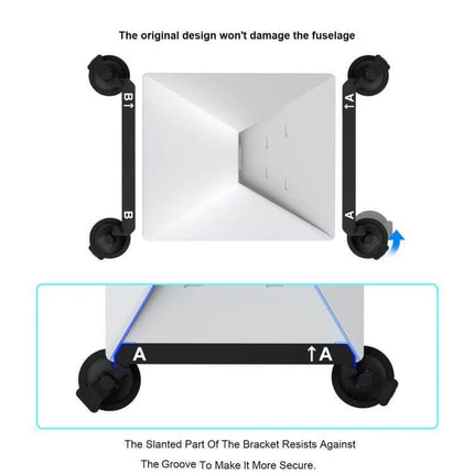 Starlink Mini Car Metal Suction Cup Holder For Stable Satellite Signal On The Go - metal suction mount showing four cups and slanted bracket securing dish