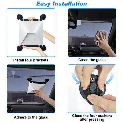 Starlink Mini Car Metal Suction Cup Holder For Stable Satellite Signal On The Go mounted on car windshield showing easy installation steps