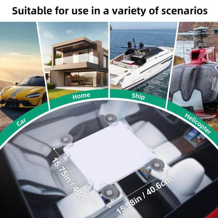 Starlink Mini Car Suction Cup Bracket For Sunroof Window Mount showing suction-cup installation on car windshield for mobile satellite use