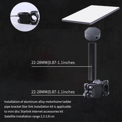 Roof Rack Set for Starlink Mini in Aluminium Alloy mounting kit with aluminum alloy pipe bracket for RV car yacht (22-28mm)