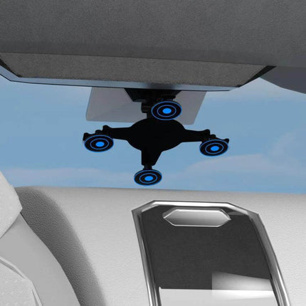 Roof Mount for Starlink Mini with Adjustable Suction Base securely mounted under vehicle roof, Starlink Mini suction cup base for RVs and cars