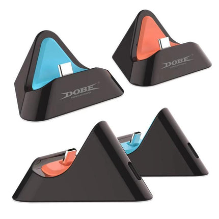 DOBE Charging Station for Nintendo Switch Gaming at Home - triangular dual-color dock stand and charger for multiple Switch models
