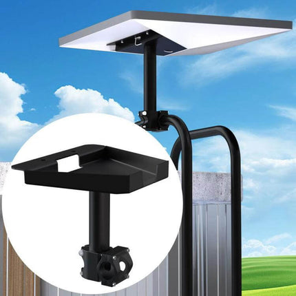 Starlink Gen 3 Roof Rack Bracket for Outdoor Signal Mounting mounted on roof rack pole, aluminum alloy and steel construction, secures dish during camping and boating