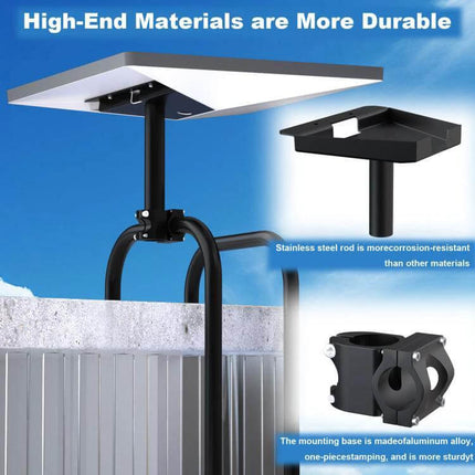 Starlink Gen 3 Roof Rack Bracket for Outdoor Signal Mounting showing aluminum alloy and steel mount secured to a roof rack and pole for stable outdoor use