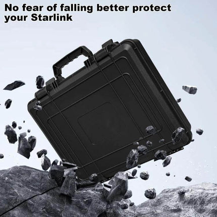 Portable Storage Box for Starlink Mini Handheld Accessories - rugged black hard case with handle and customizable interior protecting Starlink accessories