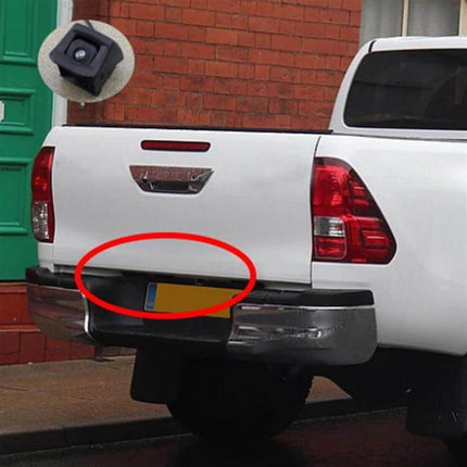 Vehicle Reversing Camera for 2010-2017 Toyota Hilux Models installed under rear tailgate, 170° wide-angle backup camera improving parking and reversing safety