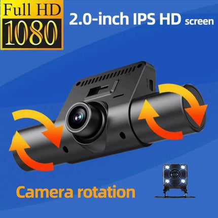 Multi-Lens Infrared Night Vision Dash Cam for Parking Monitoring with 2.0-inch IPS HD screen and 1080p camera rotation
