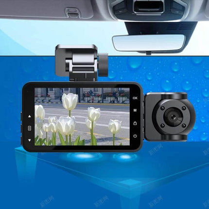XWIFI Driving Recorder with Infrared Night Vision Capability mounted on car windshield showing recording screen and rear camera