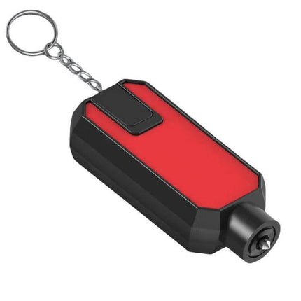 Emergency Car Hammer for Window Breaking and Seat Belt Cutting - compact red keychain with tungsten steel window breaker and seat belt cutter