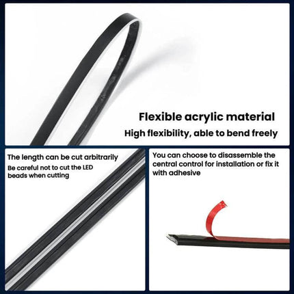 App-Controlled Car Interior Ambient Lighting Kit For Mood Lighting flexible acrylic strip, cut-to-length LED strip with adhesive backing and optional central control