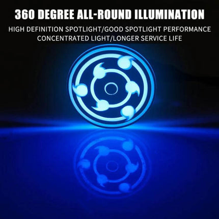 Motorcycle Rotating LED Tail Lights 360-Degree Illumination showing blue 360-degree omnidirectional rear light and reflection for improved motorcycle visibility