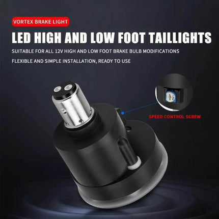 Motorcycle Rotating LED Tail Lights 360-Degree Illumination - 12V vortex brake light with speed control screw and omnidirectional LED taillight