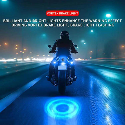 Motorcycle Rotating LED Tail Lights 360-Degree Illumination rear vortex brake light projected ring for improved visibility and safety
