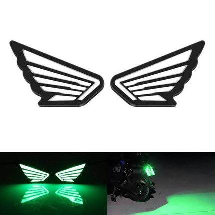 Motorcycle Winged Eagle Eye Lights For Night Riding compact 12V LED wing-shaped auxiliary lights with green beam for improved nighttime visibility