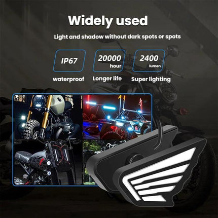 Motorcycle Winged Eagle Eye Lights For Night Riding compact 12V auxiliary LED lights with focused beam for improved night visibility