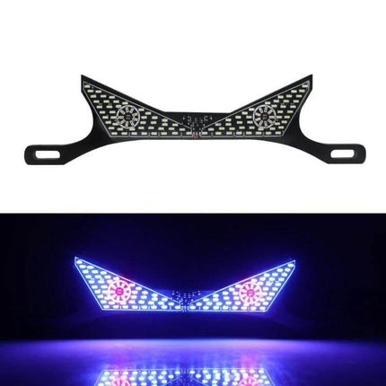 Motorcycle License Plate Light LED Screw Mount Triangle or Semicircular compact LED plate light with bright blue illumination, screw-mount design for motorcycles