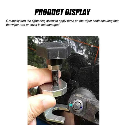 Compact Tool for Routine Car Wiper Arm Removal Tasks shown positioned under a wiper arm with screw turned for safe removal