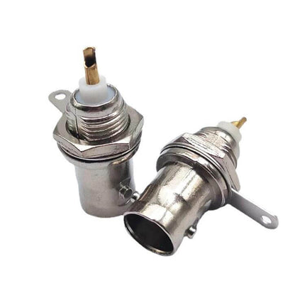 Gold Plated BNC Female Socket for Oscilloscope Three Pack - three gold-plated BNC female panel-mount sockets with zinc alloy body and gold contacts