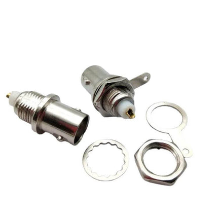 Gold Plated BNC Female Socket for Oscilloscope Three Pack – gold‑plated panel‑mount BNC female sockets with zinc alloy body and mounting hardware