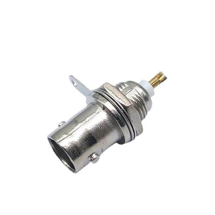 Gold Plated BNC Female Socket for Oscilloscope Three Pack - single gold-plated BNC female panel-mount socket with zinc alloy body and gold contacts