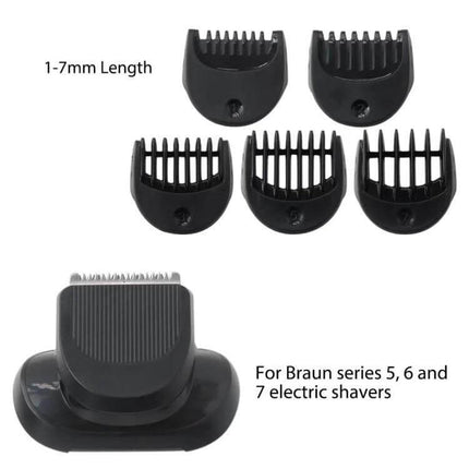 Braun Replacement Trimmer Attachment Kit With 5 Guiding Combs – black replacement trimmer blade and five guiding combs for Series 5/6/7 shavers, 1–7mm