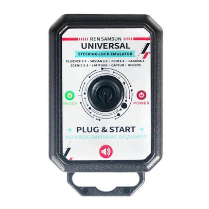 Universal Renault Steering Lock Emulator For Everyday Use plug-and-play unit with durable plastic housing, ready/power LEDs, compact workshop device